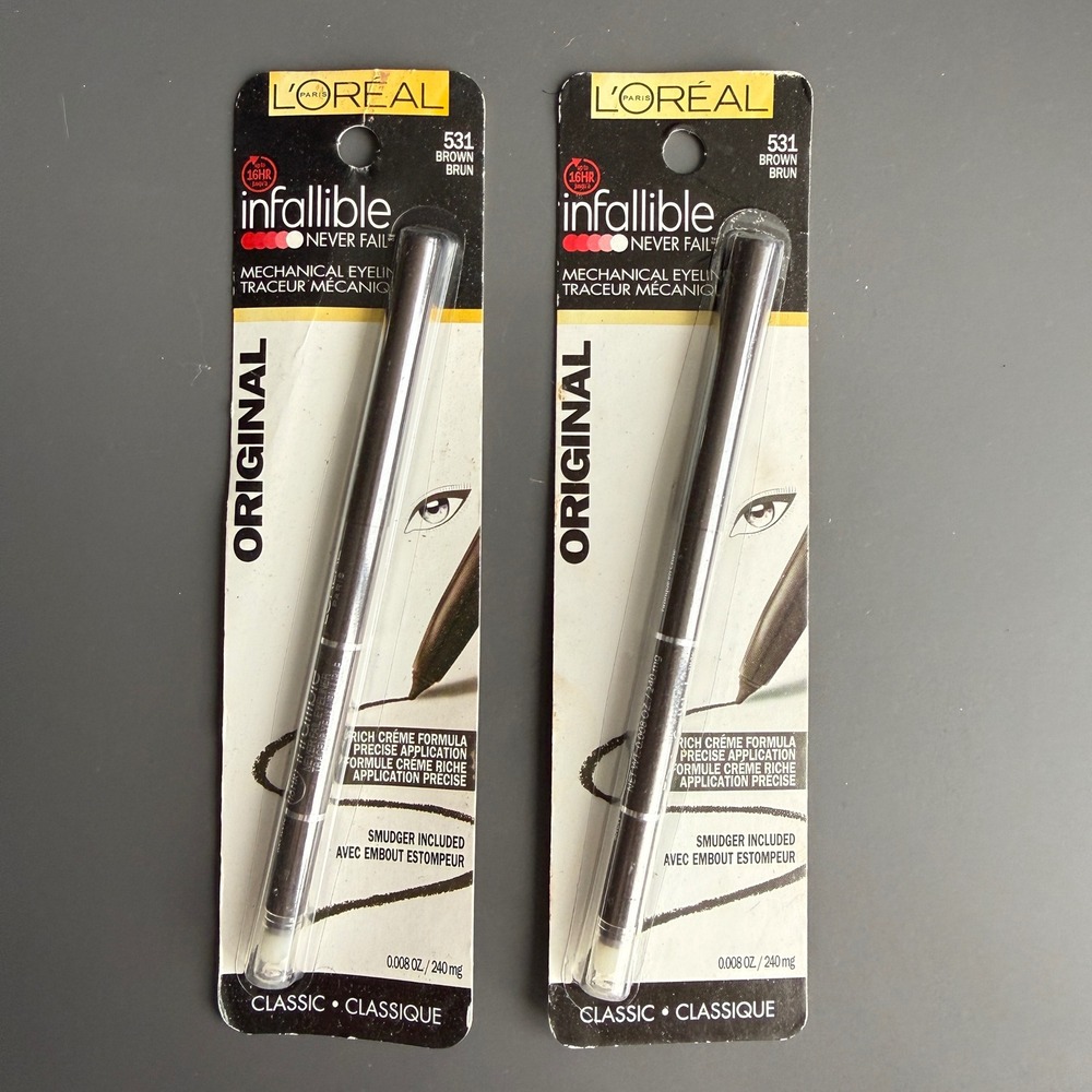 Lot x 2 L'Oréal Infallible Never Fail Eyeliner + Smudger – 531 Brown – 0.008 oz